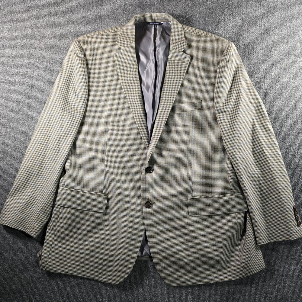 Ralph Lauren Mens 46R Silk Wool Houndstooth Blazer Sport Coat Made in Canada